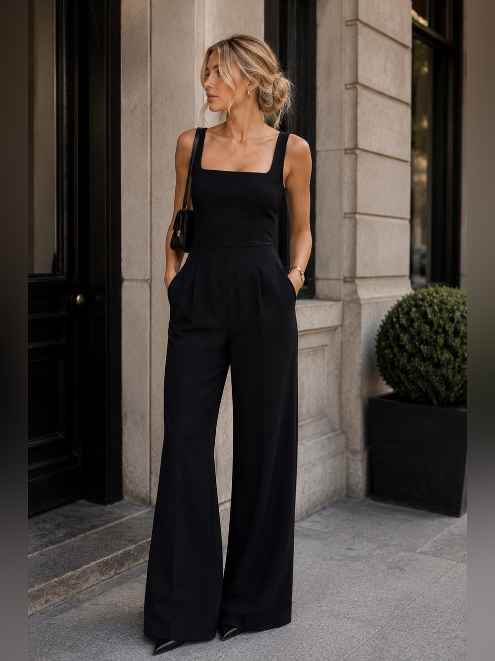 Abercrombie&Fitch Classic Black Square-Neck Jumpsuit